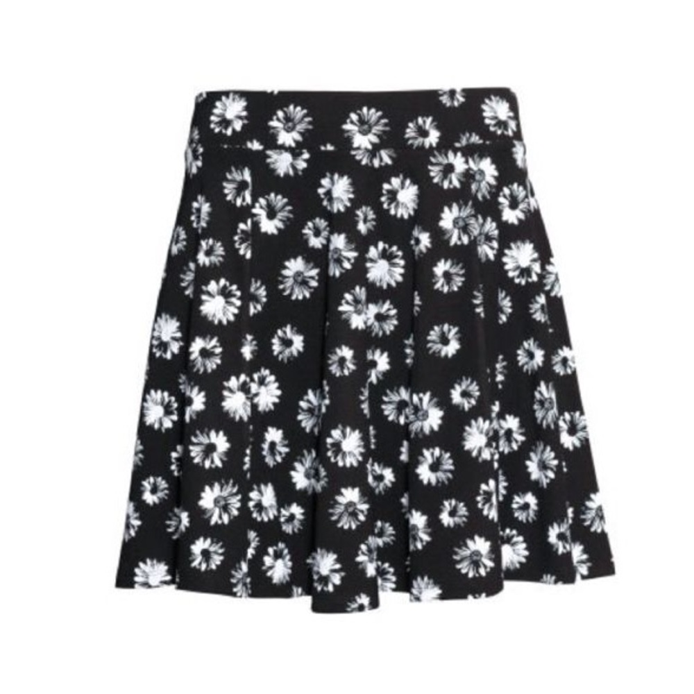 90s Inspired Black & White Sunflower Skater Skirt